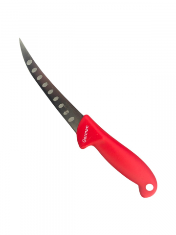 Cutite si seturi de cutite - Cutit macelar cu lama curbata 13cm cu caneluri, total 26.5cm, rosu, AVI-4560