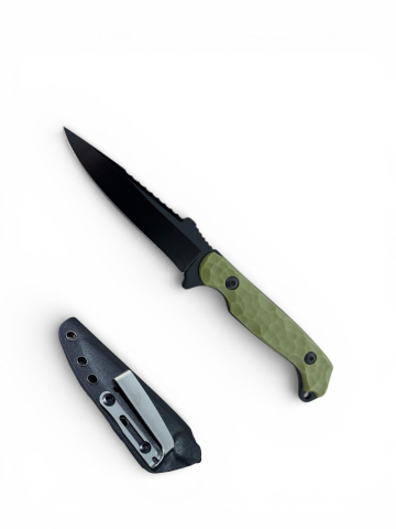 Camping, Outdoor & Bushcraft - Cuțit tactic bushcraft AVI® premium, full tang, lamă 10 cm, grosime lamă 4 mm, lungime totală 21.5 cm, teacă rigidă, 120 g, AVI-5116