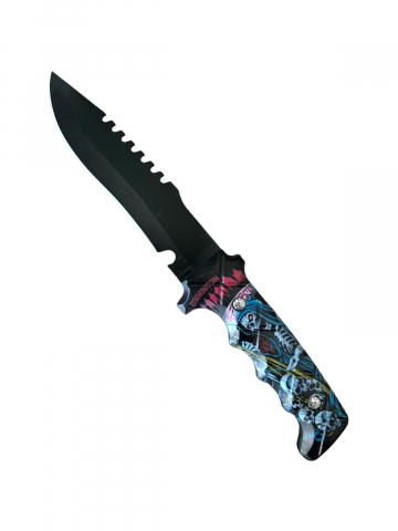 Camping, Outdoor & Bushcraft - Cutit tactic lama 12cm, de supravietuire, teaca textil, AVI-4182
