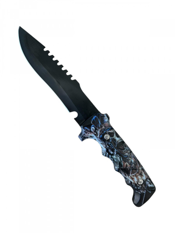 Camping, Outdoor & Bushcraft - Cutit tactic lama 12cm, de supravietuire, teaca textil, AVI-4183