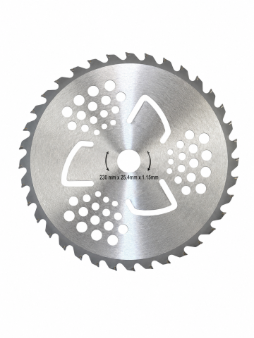 Gradina - Gradinarit - Disc pentru motocoasă, AVI®, 230 mm, 40 dinți cu vidia mare de 5.5 mm, cu aripioare, grosime 1.15 mm, pentru tăiat iarbă și vegetație, AVI-2523