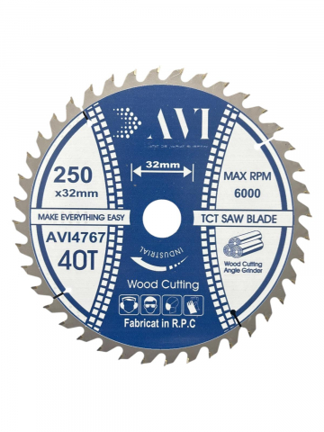 Accesorii polizare si slefuire - Disc premium cu vidia, AVI® 250mm pentru taiat lemnul, 40T, prindere Ø32mm pentru circular, polizor de banc,, AVI-4767