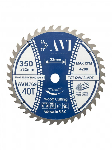 Accesorii polizare si slefuire - Disc premium cu vidia, AVI® 350mm pentru taiat lemnul, 40T, prindere Ø32mm pentru circular, polizor de banc,, AVI-4769