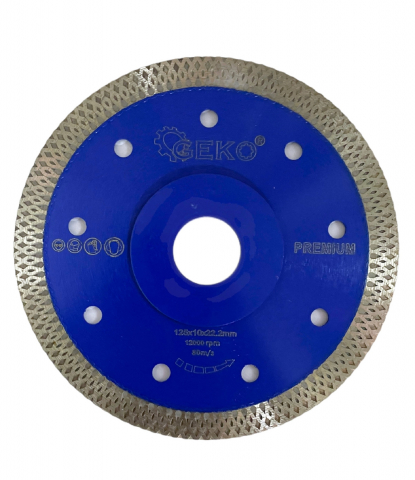 Bricolaj - Disc diamantat turbo pentru tăiere gresie, faianță și piatră, 125 × 1.2 × 22.2 mm, 12.000 rpm, premium, albastru, AVI-2173A