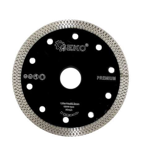 Bricolaj - Disc tăiere diamantat turbo 125 × 1.2 × 22.2 mm pentru gresie, faianță și piatră, premium, 12.000 rpm, negru, AVI-2173N