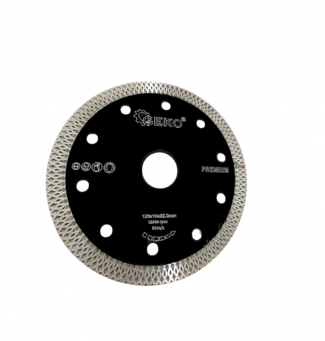 Disc tăiere diamantat turbo 125 × 1.2 × 22.2 mm pentru gresie, faianță și piatră, premium, 12.000 rpm, negru, AVI-2173N [1]