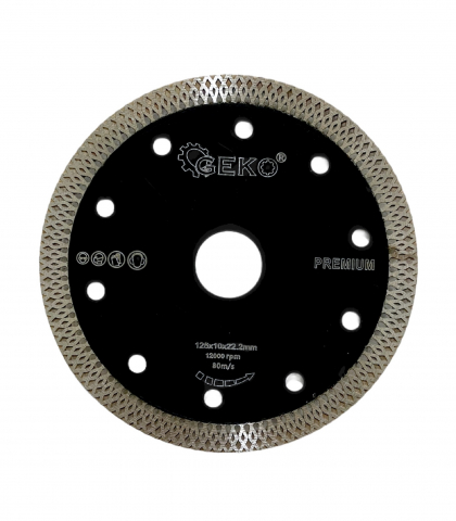 Disc tăiere diamantat turbo 125 × 1.2 × 22.2 mm pentru gresie, faianță și piatră, premium, 12.000 rpm, negru, AVI-2173N [3]