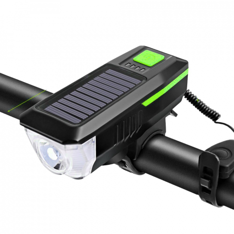 Accesorii si piese de schimb biciclete - Far bicicleta, incarcare solara si USB, difuzor cu sonerii, AVI-2875