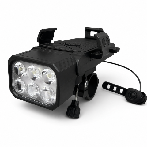 Far pentru bicicletă cu suport universal pentru telefon, AVI®, Auto Lock, sonerie puternică, încărcare USB-C, afișaj nivel baterie, 14 x 8 cm, AVI-5469 [2]