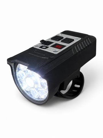 Lumini bicicleta - Far pentru bicicletă inteligent, AVI®, senzor de mișcare, display digital, încărcare USB-C, LED central și LED-uri laterale, rezistent la apă, AVI-5427