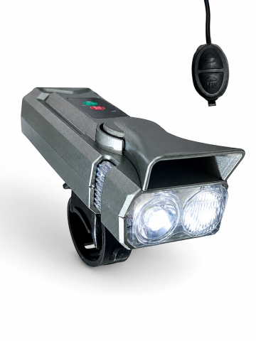 Accesorii si piese de schimb biciclete - Far pentru bicicletă LED, AVI®, display digital nivel baterie, încărcare USB-C, telecomandă cu fir, claxon integrat, moduri multiple de iluminare, AVI-5430