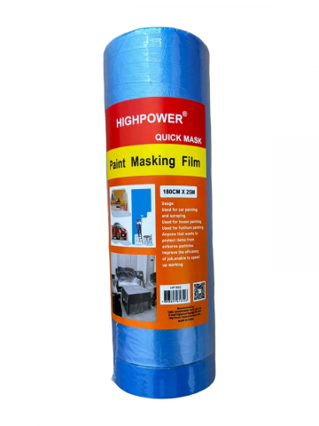 Materiale de constructii - Folie protectie premium 180 cm x 25m albastra, Highpower, cu banda mascare adeziva albastra, AVI-4142