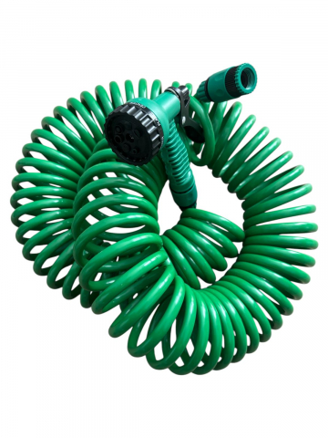 Accesorii irigare - Furtun spiralat 20m pentru gradina, gazon, pistol cu 7 functii, pentru irigat si spalat, AVI-4665
