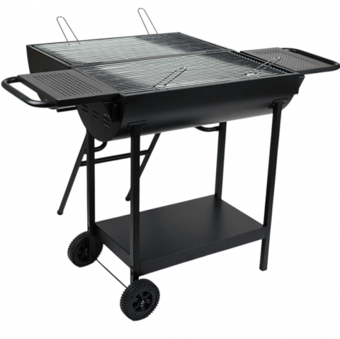 Grătar AVI® tip butoi Double Barrel, pe carbuni, 2 zone gătire, fiecare de 69,5 x 37 cm, ventilație reglabilă, rafturi, roți transport, înălțime lucru 80 cm, AVI-4998 [6]