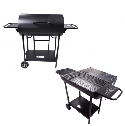 Grătar AVI® tip butoi Double Barrel, pe carbuni, 2 zone gătire, fiecare de 69,5 x 37 cm, ventilație reglabilă, rafturi, roți transport, înălțime lucru 80 cm, AVI-4998 [2]