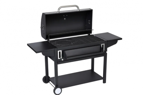 Grătar pe cărbuni AVI®, cu 2 zone de gatire independente, termometru integrat, cu raft incalzire si roti transport, 164 x 64.5 x 107.5 cm, AVI-4995 [1]