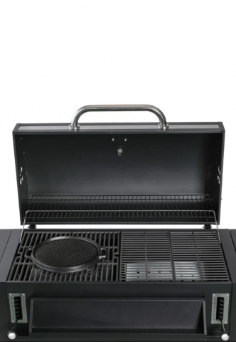 Grătar pe cărbuni AVI®, cu 2 zone de gatire independente, termometru integrat, cu raft incalzire si roti transport, 164 x 64.5 x 107.5 cm, AVI-4995 [9]