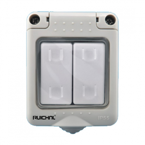 Intrerupatoare - Intrerupator dublu aplicat cu protectie anti-umezeala Ruichnl Waterproof IP55 WPS-1003 TS-2745
