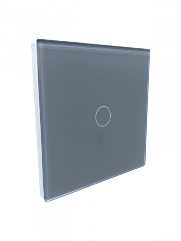 Intrerupatoare - Intrerupator inteligent Gri cu touch, Wi-Fi, 1 canal, RF, sticla securizata, Tuya, Smartlife, compatibil Amazon Alexa/Google Assistant, AVI-4649