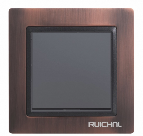 Intrerupatoare - Intrerupator Ruichnl RC-3502 negru, rama metal maro bronz