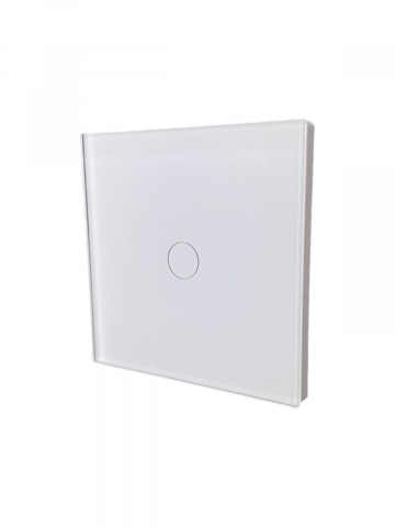 Intrerupatoare - Intrerupator simplu cu touch, rama sticla, fara WiFi, alb, AVI-4470