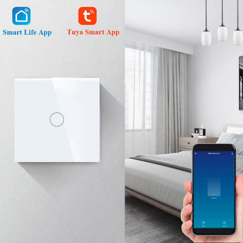Intrerupator smart cu touch, Wi-Fi, Bluetooth, Control vocal, Smart Life / Tuya APP, 1 Canal, Alb [6]