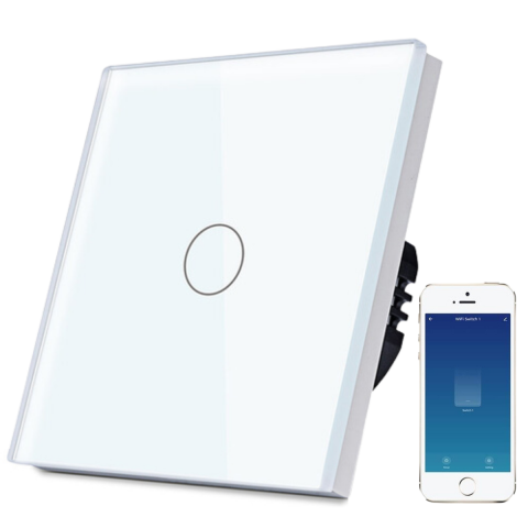 Iluminat & Electrice - Intrerupator smart cu touch, Wi-Fi, Bluetooth, Control vocal, Smart Life / Tuya APP, 1 Canal, Alb
