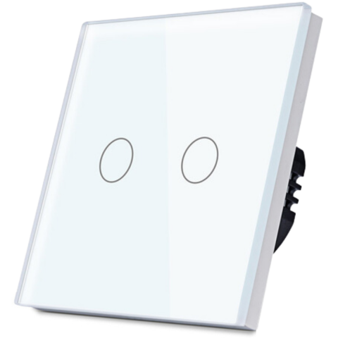 Iluminat & Electrice - Intrerupator smart cu touch, Wi-Fi, Bluetooth, Control vocal, Smart Life / Tuya APP, 2 Canale, Alb