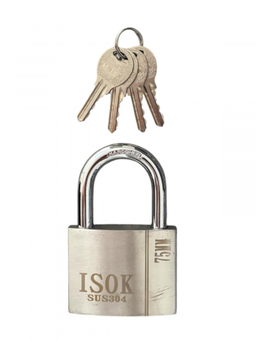 Lacăt din inox ISOK 75 mm, SUS304, 4 chei incluse, 750 grame, înălțime totală 120 mm, AVI-4943 [1]