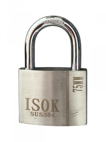 Materiale de constructii - Lacăt din inox ISOK 75 mm, SUS304, 4 chei incluse, 750 grame, înălțime totală 120 mm, AVI-4943