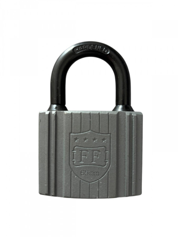 Lacat metalic gri FF 65 mm, veriga neagra, 4 chei tip amprenta, 540 grame, garnituri antiumezeala, AVI-4933 [1]