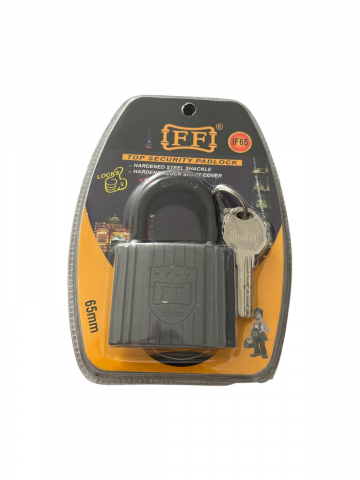 Lacat metalic gri FF 65 mm, veriga neagra, 4 chei tip amprenta, 540 grame, garnituri antiumezeala, AVI-4933 [2]