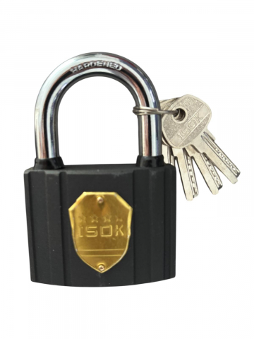 Lacate - Lacat metalic negru ISOK 38 mm, 150 grame, 4 chei tip amprenta, garnituri antiumezeala, AVI-4937