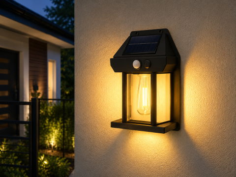Aplice fatada - Lampă de fațadă solară, AVI®, 15 × 10 cm, 1W, 600 lm, acumulator 1200 mAh, lumină albă rece, AVI-5421