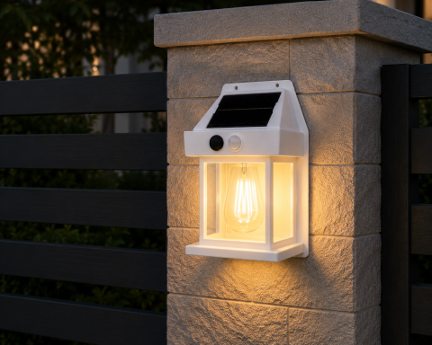 Aplice fatada - Lampă de fațadă solară, AVI®, 17.5 × 12 cm, 1W, 600 lm, acumulator 1800 mAh, lumină caldă, senzor de mișcare, AVI-5437