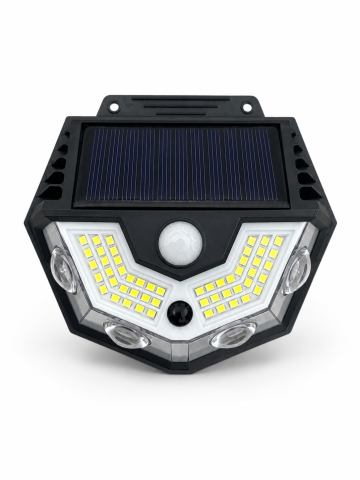 Lampă de fațadă solară, AVI®, senzor de mișcare, moduri multiple de iluminare, lumină rece și caldă, 370 lm, acumulator 3.7V, 13 x 11 cm, negru, AVI-5435 [1]