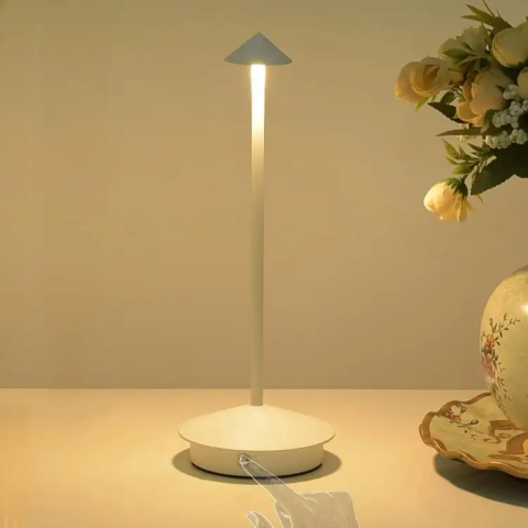 Lampi si veioze - Lampa de masa LED wireless, lampa de masa reglabila cu atingere reincarcabila, lampa portabila pentru interior/exterior pentru restaurant, bar, gradina, balcon, masa de dining, alb, AVI-4596