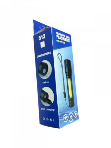 Lanterna COB + XPE LED, reincarcabila, 9.5cm, metalica, reincarcabila, AVI-4668 [3]