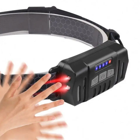 Lanterna de cap cu senzor comenzi fara atingere, banda LED si iluminare fata - spate, diferite moduri, AVI-3547 [5]