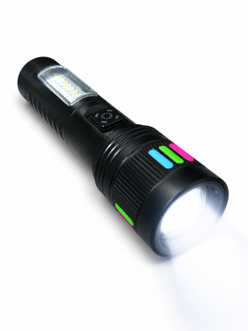 Lanterne - Lanternă de mână LED, AVI®, 15W + COB, acumulator reîncărcabil USB-C, metalică, 14 cm, 135 g, AVI-5419