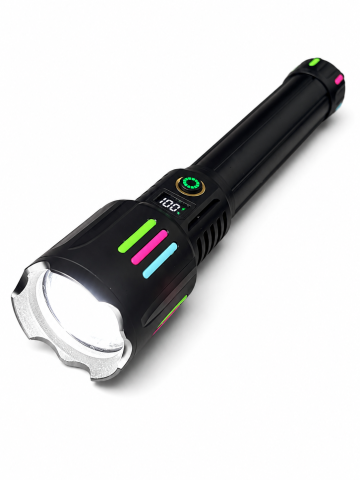 Lanternă de mână LED cu zoom, AVI®, acumulator 261350 12.000 mAh, USB-C, display digital baterie, funcție Power Bank, metalică, 25.5 cm, AVI-5418 [3]