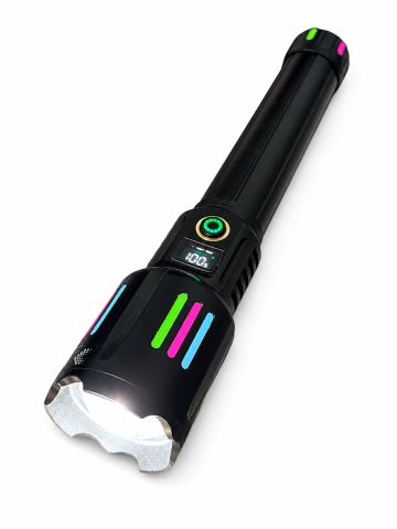 Lanternă de mână LED cu zoom, AVI®, acumulator 261350 12.000 mAh, USB-C, display digital baterie, funcție Power Bank, metalică, 25.5 cm, AVI-5418 [5]