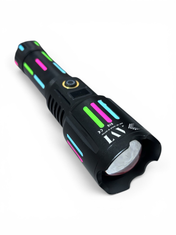 Lanternă de mână LED cu zoom, AVI®, acumulator 26650 12.000 mAh, USB-C, display digital baterie, funcție Power Bank, metalică, 19 cm, AVI-5415 [3]