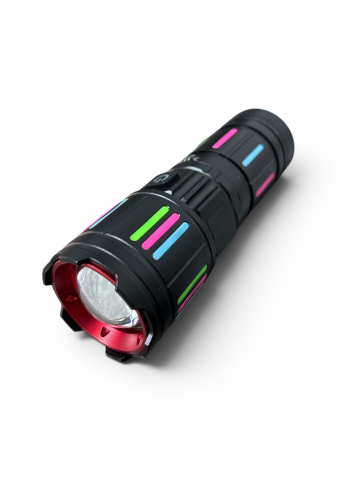 Lanternă de mână LED cu zoom, AVI®, acumulator 38650 16.800 mAh, USB-C, display digital baterie, funcție Power Bank, metalică, 16 cm, Ø5 cm, AVI-5417 [2]