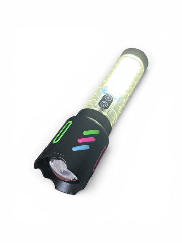 Lanternă de mână LED cu zoom, AVI®, COB mare, lumină albă, roșie și albastră, acumulator 26650, USB-C, Power Bank, afișaj baterie, 19.5 cm, AVI-5420 [5]