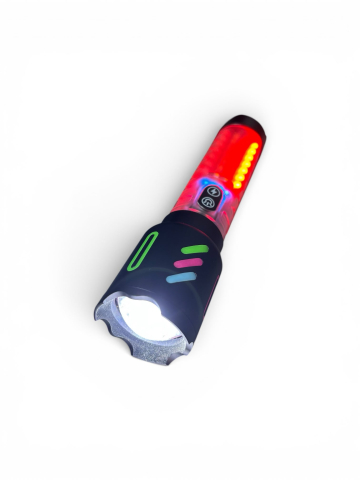 Lanternă de mână LED cu zoom, AVI®, COB mare, lumină albă, roșie și albastră, acumulator 26650, USB-C, Power Bank, afișaj baterie, 19.5 cm, AVI-5420 [2]
