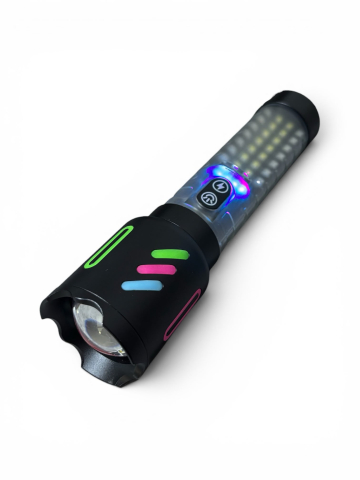 Lanternă de mână LED cu zoom, AVI®, COB mare, lumină albă, roșie și albastră, acumulator 26650, USB-C, Power Bank, afișaj baterie, 19.5 cm, AVI-5420 [1]