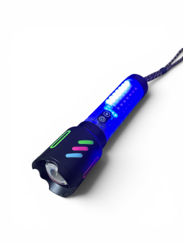 Lanternă de mână LED cu zoom, AVI®, COB mare, lumină albă, roșie și albastră, acumulator 26650, USB-C, Power Bank, afișaj baterie, 19.5 cm, AVI-5420 [4]