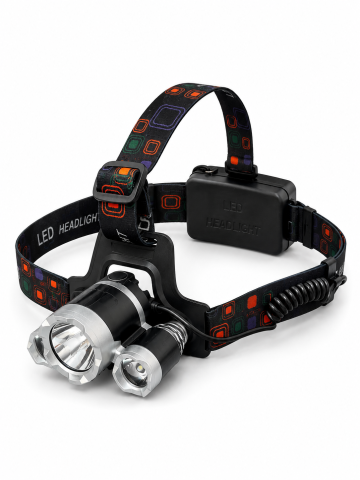 Casa - Lanternă frontală LED, AVI®, 3 surse de iluminare LED T6, acumulatori 2 x 18650, încărcare USB-C, reglabilă, AVI-5438