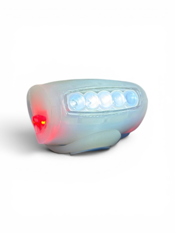 Lumini bicicleta - Licurici silicon bicicletă, AVI®, 6.5 cm, 5 LED-uri frontale albe, 2 LED-uri laterale roșii, prindere rapidă, AVI